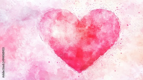 Soft watercolor pink heart illustration with delicate brushstrokes on a pastel background, symbolizing love and affection.