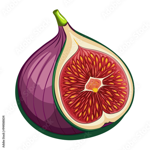 Half of a Ripe Fig with Visible Seeds