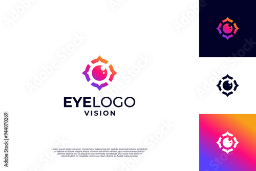 Vision control logo design. security tech logo