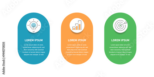 A round three-stage scheme for presentation. A modern infographic template for describing the process, stages, and sequence of events