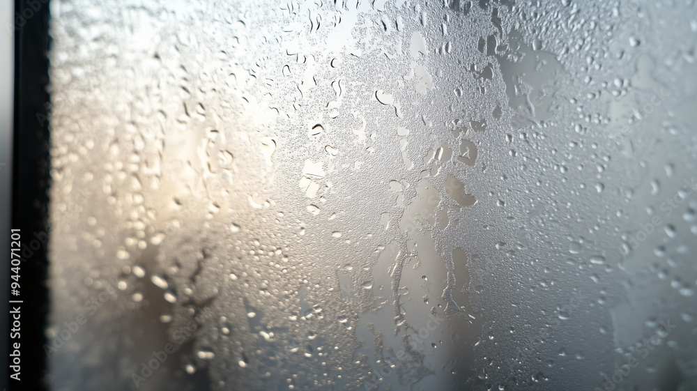 Frosted glass texture with light reflections and detailed water droplets on the surface Frosted glass texture with light reflections and detailed water droplets on the surface