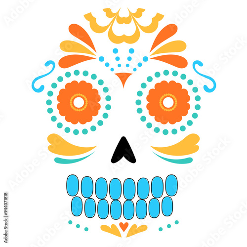 vibrant decoration Calavera sugar skull for Maxican day of the dead festival