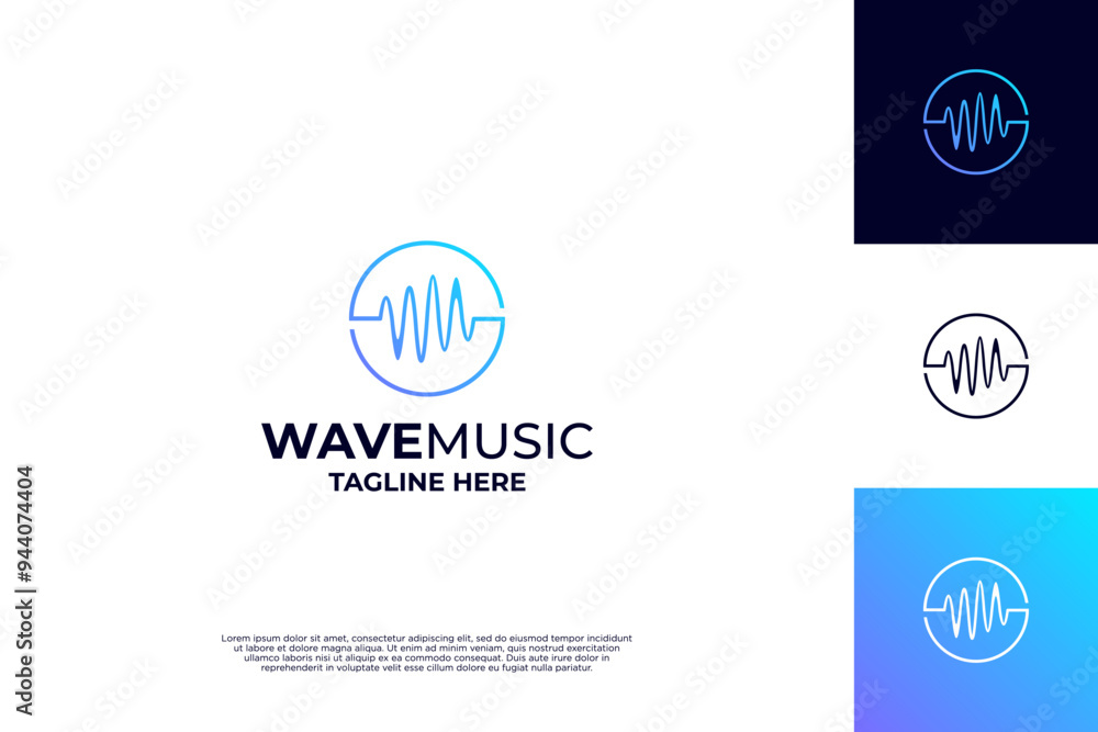 Gradient pulse music logo design Gradient pulse music logo design
