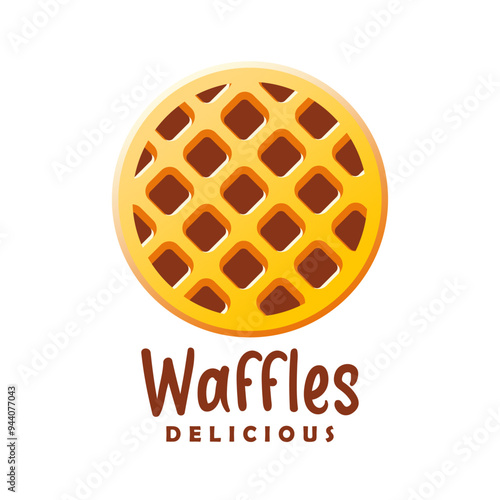 Delicious waffle logo vector illustration template simple circle design icon