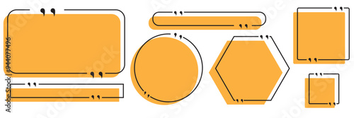 Quote box frames set isolated on transparent background. Bubble quotation, comment, message design eps10 