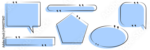 Quote box frames set isolated on transparent background. Bubble quotation, comment, message design eps10 