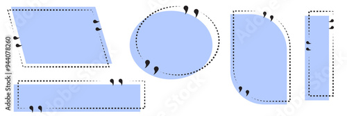 Quote box frames set isolated on transparent background. Bubble quotation, comment, message design eps10 