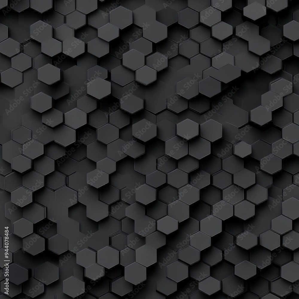 3D Rendered Black Hexagon Pattern, Hexagon Pattern, Abstract Background, Geometric Shapes 3D Rendered Black Hexagon Pattern, Hexagon Pattern, Abstract Background, Geometric Shapes