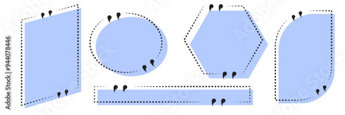 Quote box frames set isolated on transparent background. Bubble quotation, comment, message design eps10 