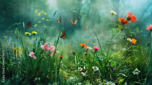 Enchanted Meadow with Butterflies