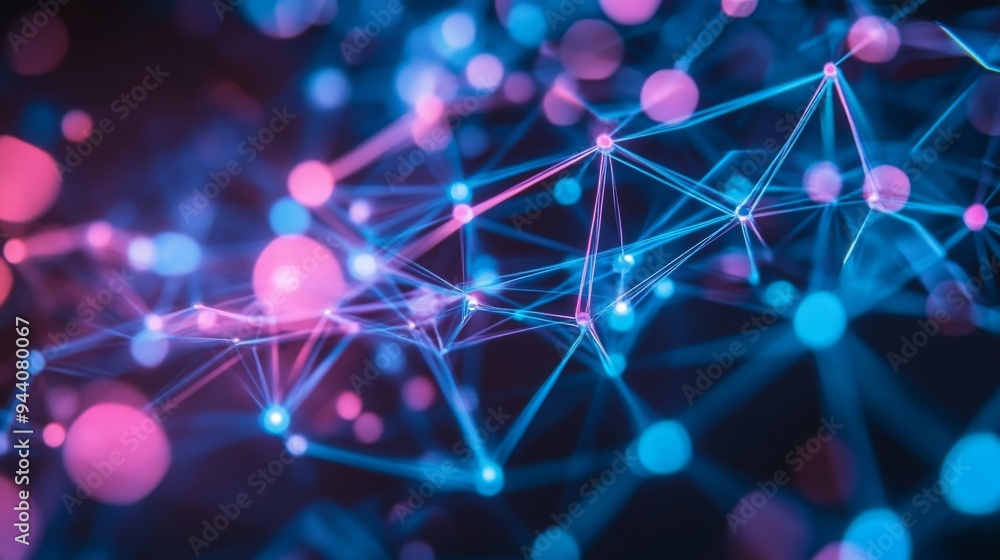 Abstract Blue and Pink Neon Network, neon, abstract, light Abstract Blue and Pink Neon Network, neon, abstract, light