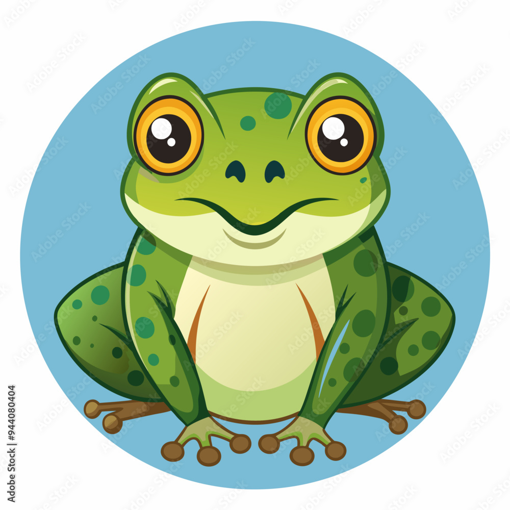 Obraz premium Cartoon Illustration of a Green Frog with Big Eyes
