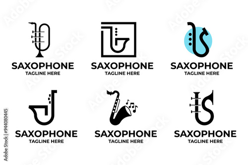 Set of  Saxophone logo design. Jazz logo concept