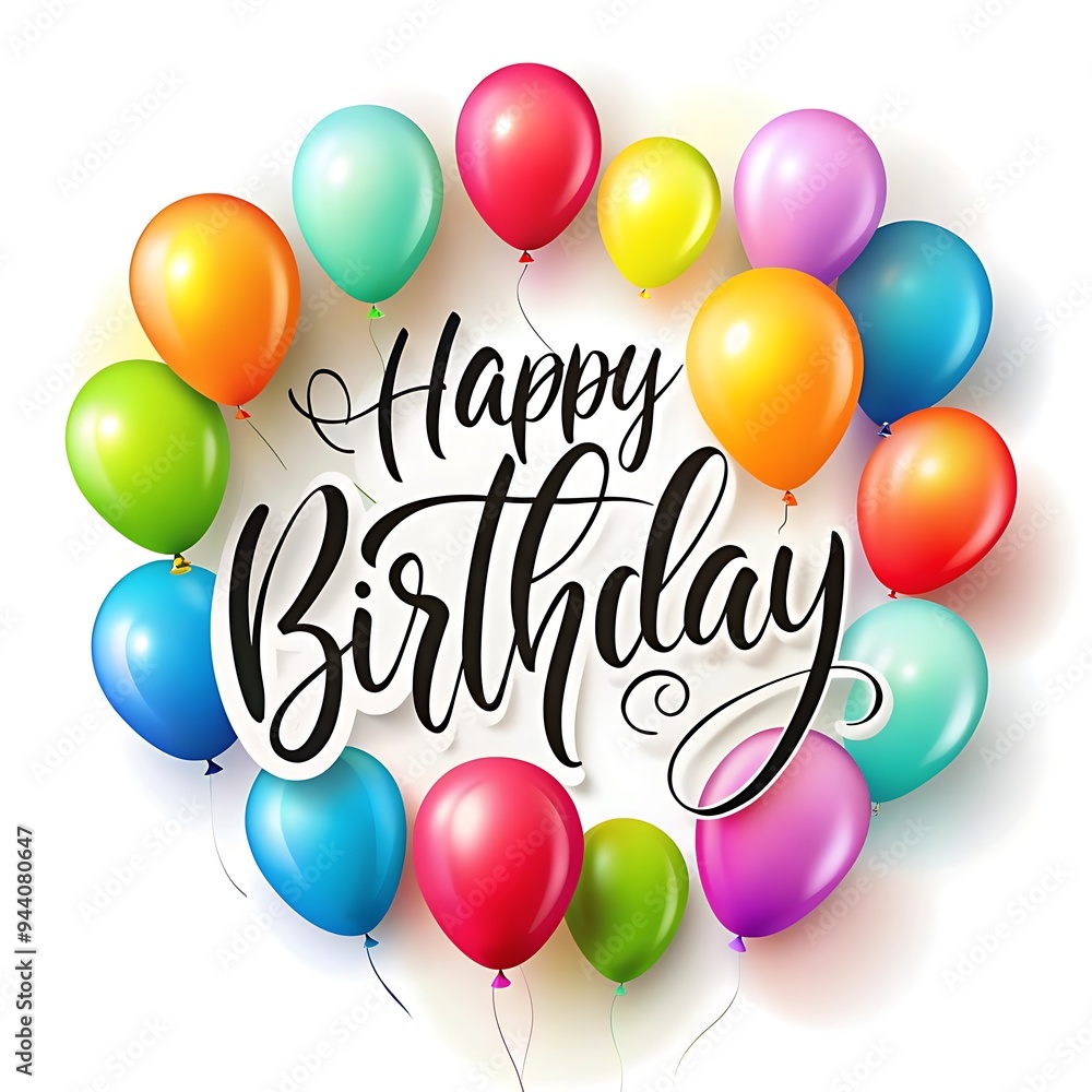 Happy birthday background with colored balloons Happy birthday background with colored balloons