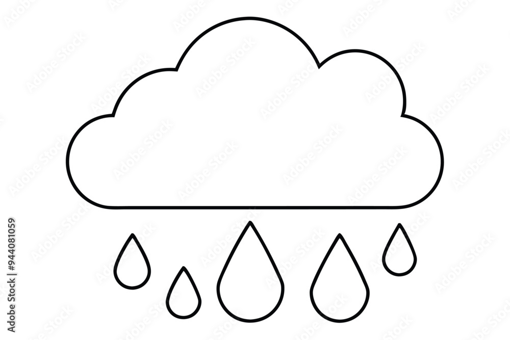 Rain cloud line art vector illustration Rain cloud line art vector illustration