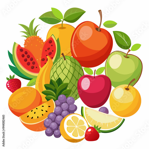 A Colorful Arrangement of Fresh Fruits