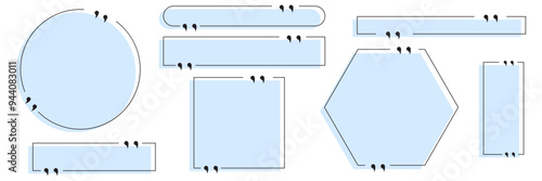 Quote box frames set isolated on white background. Bubble quotation, comment, message borders design eps10