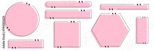 Quote box frame, big set. Quote box icon. Texting quote boxes. Blank Grunge brush background design eps10 