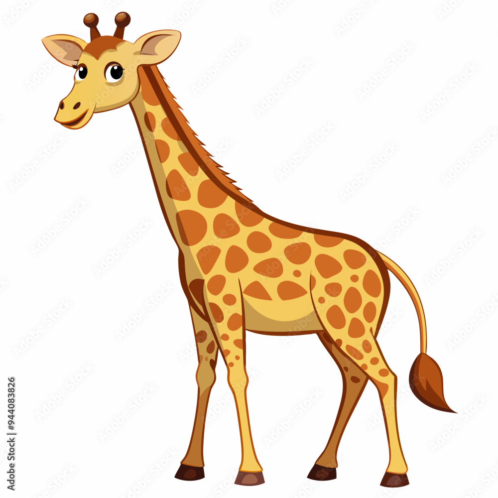 Cartoon Illustration of a Giraffe with Brown Spots Cartoon Illustration of a Giraffe with Brown Spots