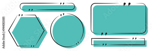 Quote box frame, big set. Quote box icon. Texting quote boxes. Blank Grunge brush background design eps10 