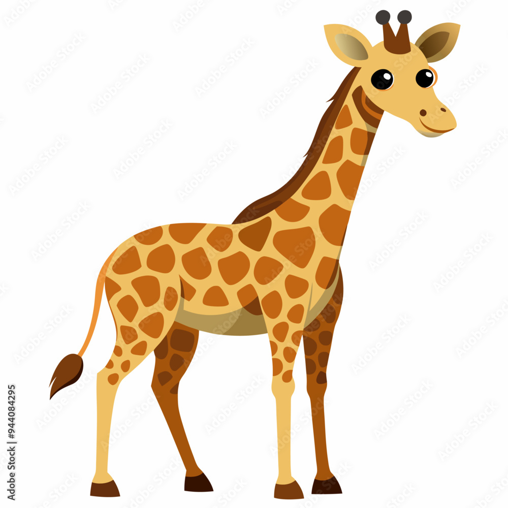 Cartoon Illustration of a Standing Giraffe Cartoon Illustration of a Standing Giraffe