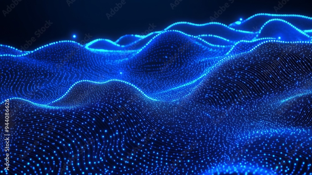 Abstract Blue Light Waves, Digital Art, Glowing, Technology, Abstract Abstract Blue Light Waves, Digital Art, Glowing, Technology, Abstract