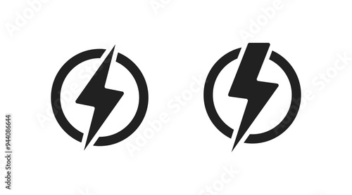 Flash Lightning bolt, electric power vector icon. Energy and thunder electricity symbol. Flash bolt sign in the circle.