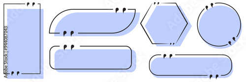 Set with quote box frame in abstract style. Vector texting quote boxes. Bubble banners with message box and comment box eps 10 file
