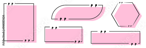 Set with quote box frame in abstract style. Vector texting quote boxes. Bubble banners with message box and comment box eps 10 file
