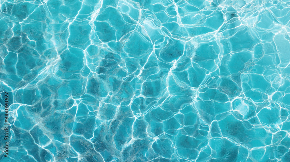 Clear blue water surface with sunlight reflections creating a ripple effect. Clear blue water surface with sunlight reflections creating a ripple effect.