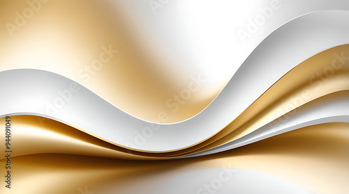 Abstract white gold Gradient background luxury with golden line wave that looks modern blurry background. ai