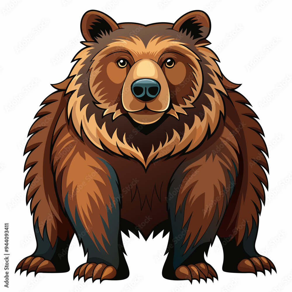 Fototapeta premium A Cartoon Brown Bear Standing With Its Paws Out