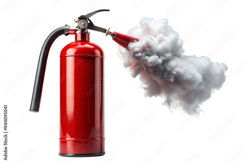 Obraz premium Red fire extinguisher blow smoke png