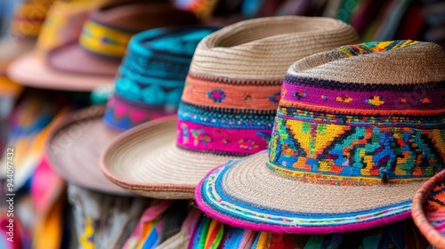Close-up of Ecuadorian Otavalo hats.