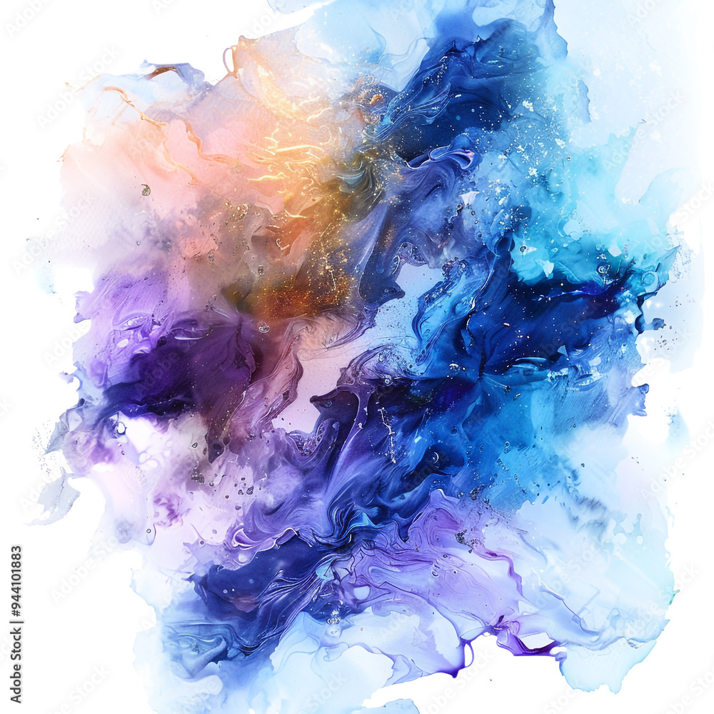 Abstract Art with Blue, Purple, and Gold Abstract Art with Blue, Purple, and Gold
