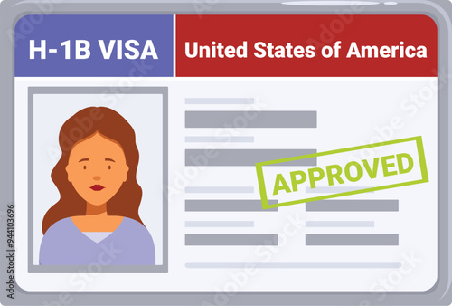 Woman receiving approved h 1b visa united states of america immigration document