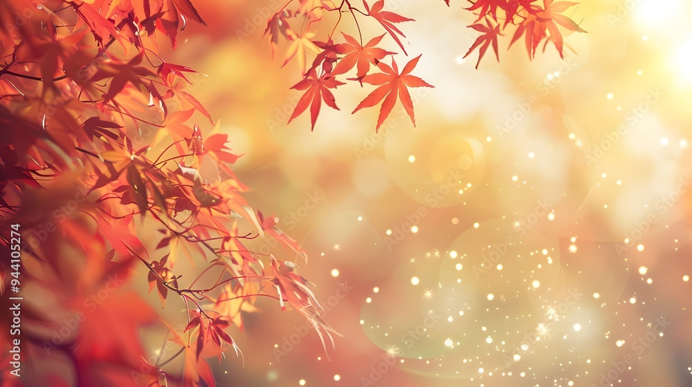 Colorful leaves in an autumn setting with a blurred park background at sunset, providing a beautiful composition suitable for copy space image. Colorful leaves in an autumn setting with a blurred park background at sunset, providing a beautiful composition suitable for copy space image.