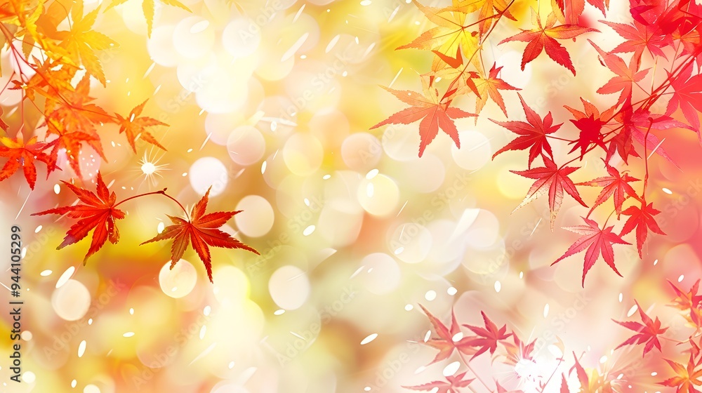 Colorful leaves in an autumn setting with a blurred park background at sunset, providing a beautiful composition suitable for copy space image. Colorful leaves in an autumn setting with a blurred park background at sunset, providing a beautiful composition suitable for copy space image.