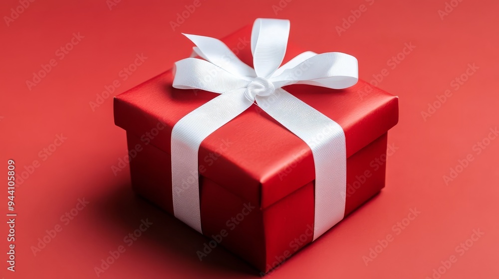 Obraz premium Red gift box with bow