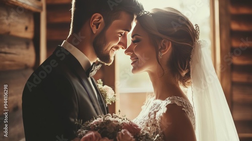 Stunning couple at their retro nuptials