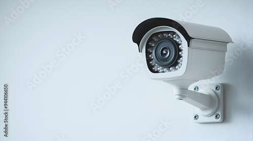 Modern CCTV Camera Mockup on White Wall - Perfect for Security & Surveillance Designs