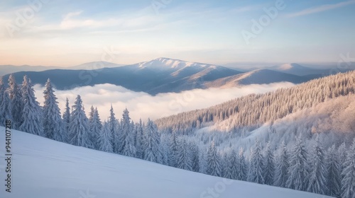 Carpathian mountains, picturesque winter.