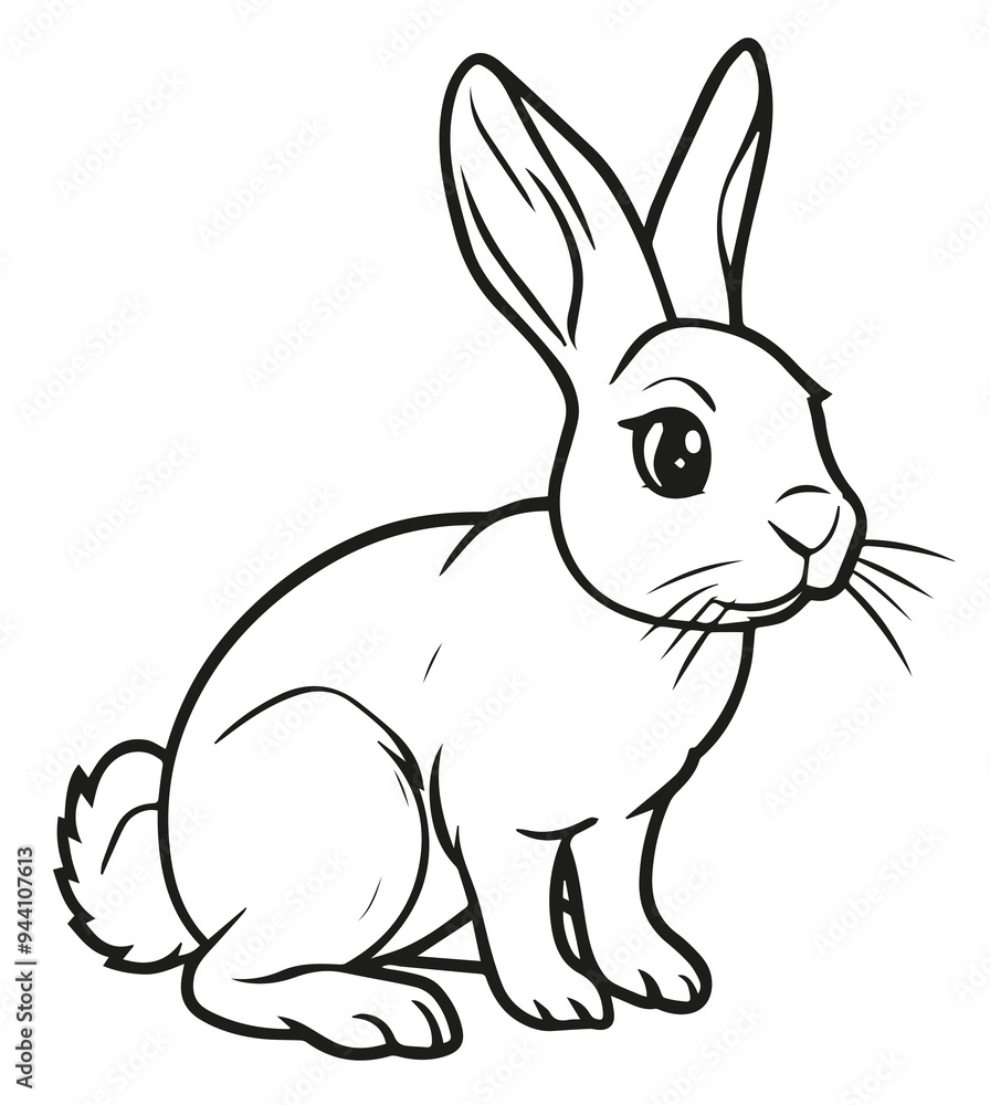 Fototapeta premium Coloring page outline of cartoon cute bunny. Coloring book for kids