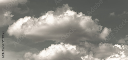 Fototapeta Naklejka Na Ścianę i Meble -  white cloud on black background. Wide sky and clouds dark tone.