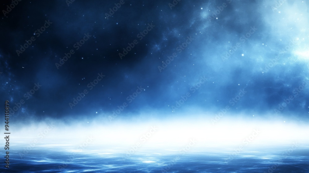 Starry Night Above the Sea, Deep Blue, Foggy, Ocean, Stars, Night Sky, Water Starry Night Above the Sea, Deep Blue, Foggy, Ocean, Stars, Night Sky, Water