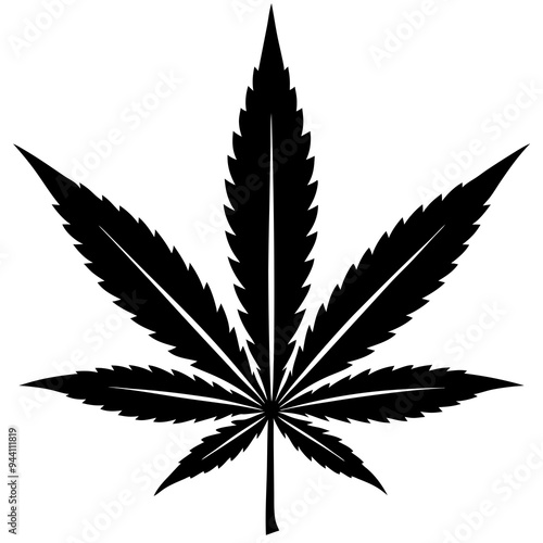 Marijuana Leaf Silhouette - Vector Art on White Background