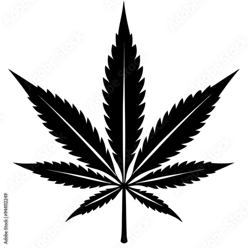 Marijuana Leaf Silhouette - Vector Art on White Background