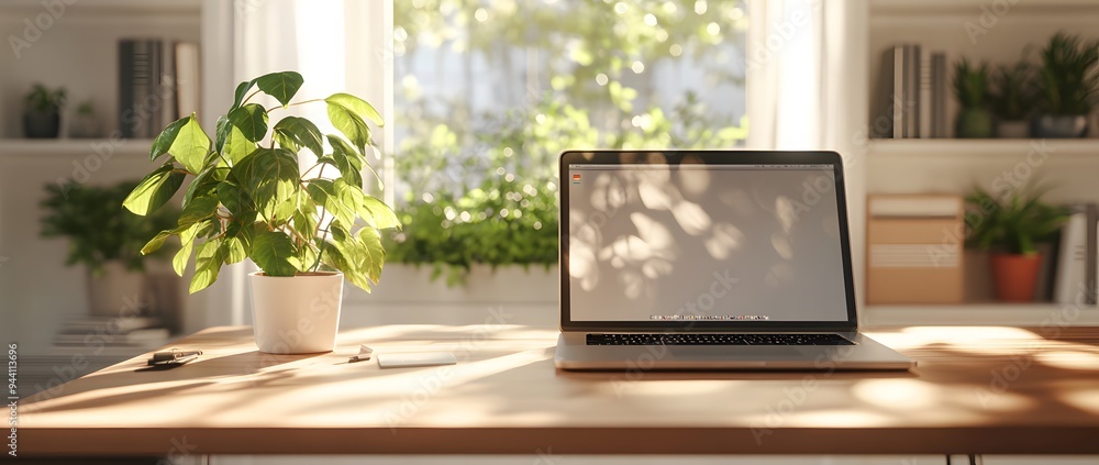 modern office space with a wooden desk,workspace
