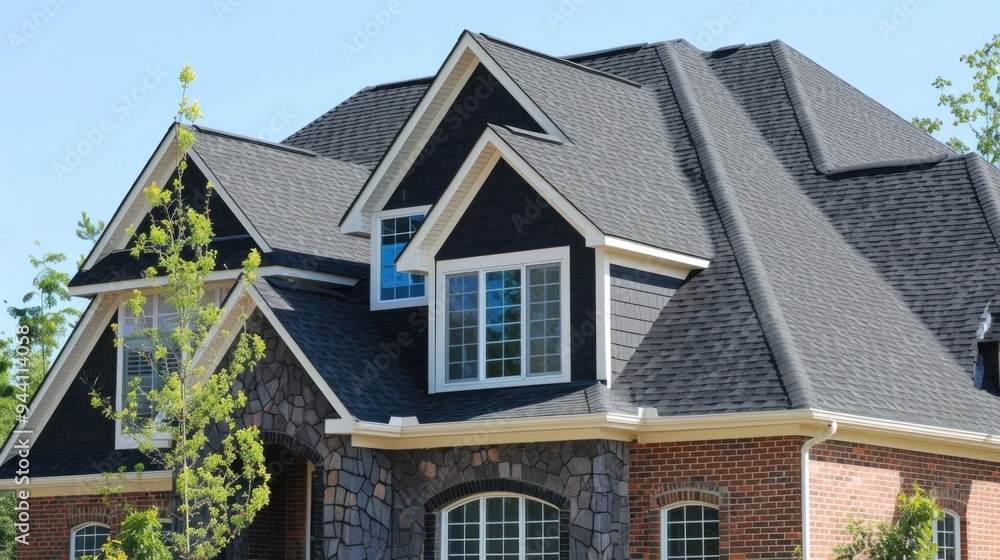 Modern House with Black Shingle Roof Modern House with Black Shingle Roof