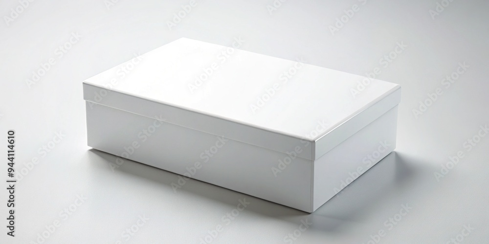 Empty white rectangular box with removable lid on a clean background, ideal for showcasing products, branding, and label designs in a lifelike setting. Empty white rectangular box with removable lid on a clean background, ideal for showcasing products, branding, and label designs in a lifelike setting.